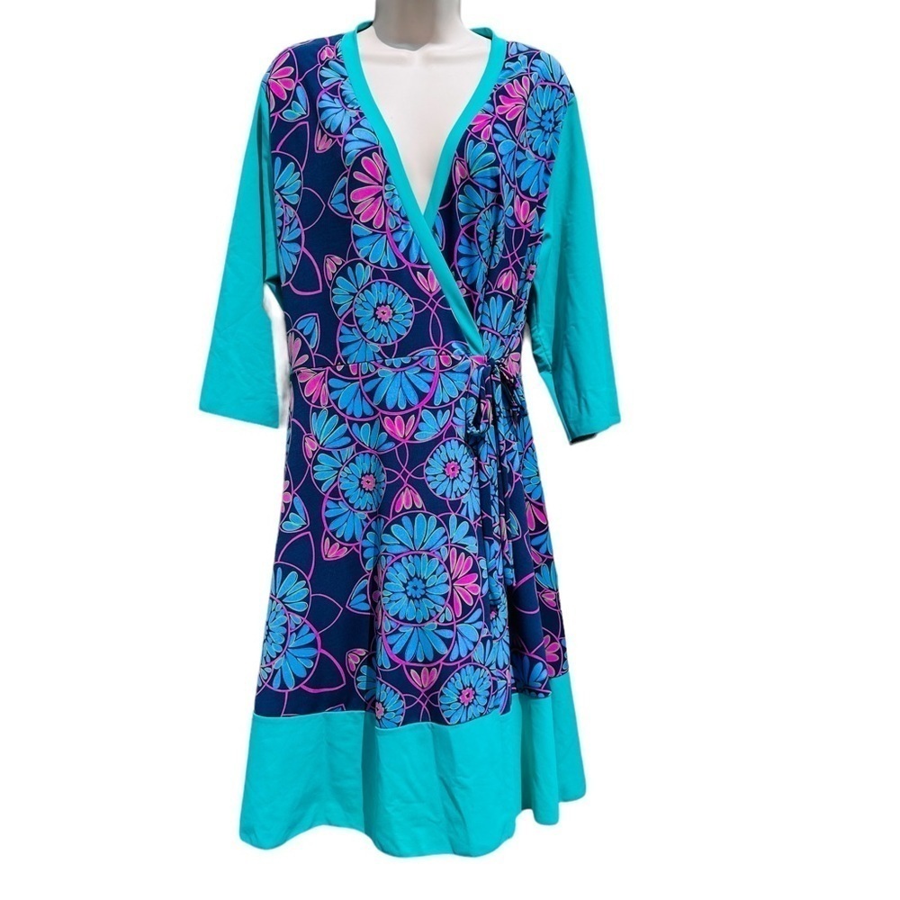BIANCA Zidik Floral Preppy Wrap Dress Large 8839